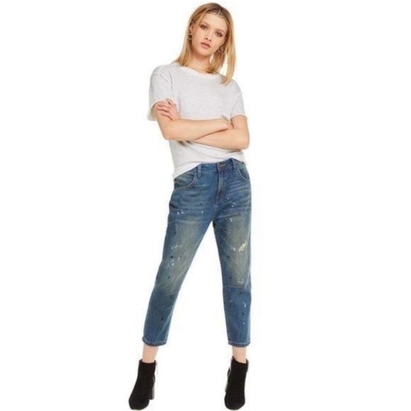 Wildfox Baggy Crop Jean Da Vinci Size 25 Distressed NWT Paint 100% Cotton - Picture 8 of 8